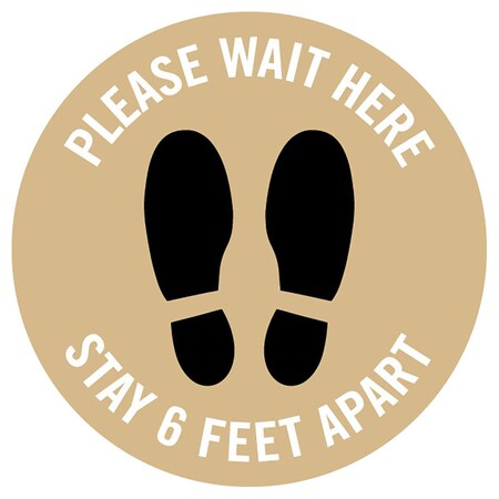 Identity Group Please Wait Here, 6 Feet Apart, Tan, 15" 8479XT